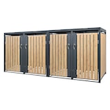 thumbnail of ML-Design Mülltonnenbox 4er 4 Tonnen 240L 264x80x116,3cm Anthrazit-Holzoptik, Stahl wetterfest/abschließbar Mülltonnenverkleidung Klappdeckel/4 Türen,