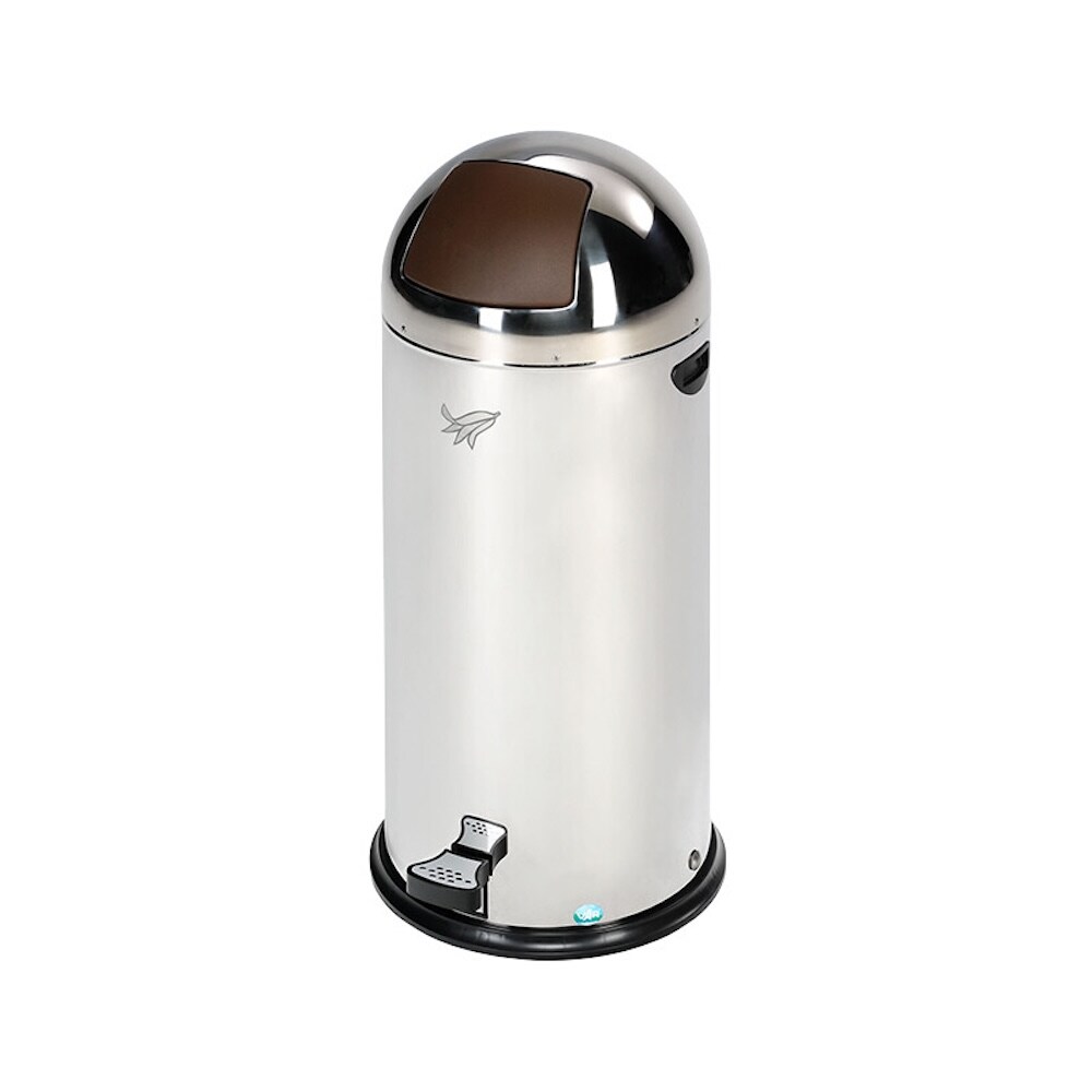 PROREGAL Robuster Abfallsammler mit Fußpedal | 52 Liter, HxBxT 88,5x46,5x46,5cm | Verzinkter Stahl | Weiß-Braun | Mülleimer Abfalleimer Müllkorb