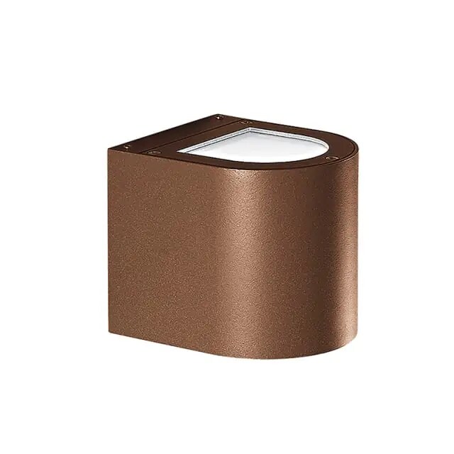 ROSSINI ILLUMINAZIONE Silberne LED-Applikation 9W Double Emission Round Brown 4000K IP65 - Rossini Group - Hochbeständige Außenwandleuchte aus