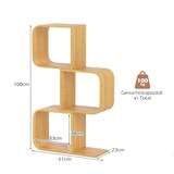 thumbnail of COSTWAY S-vormige boekenkast, staande plank gemaakt van bamboe kubusplank, geometrische decoratieve plank
