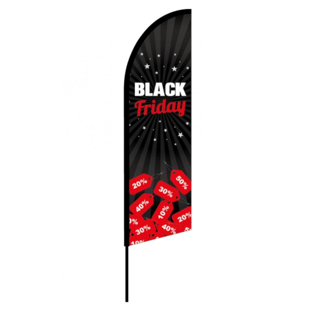 Drapeau Black Friday 2m40 - mât + voile - Drapeaupublicitaire