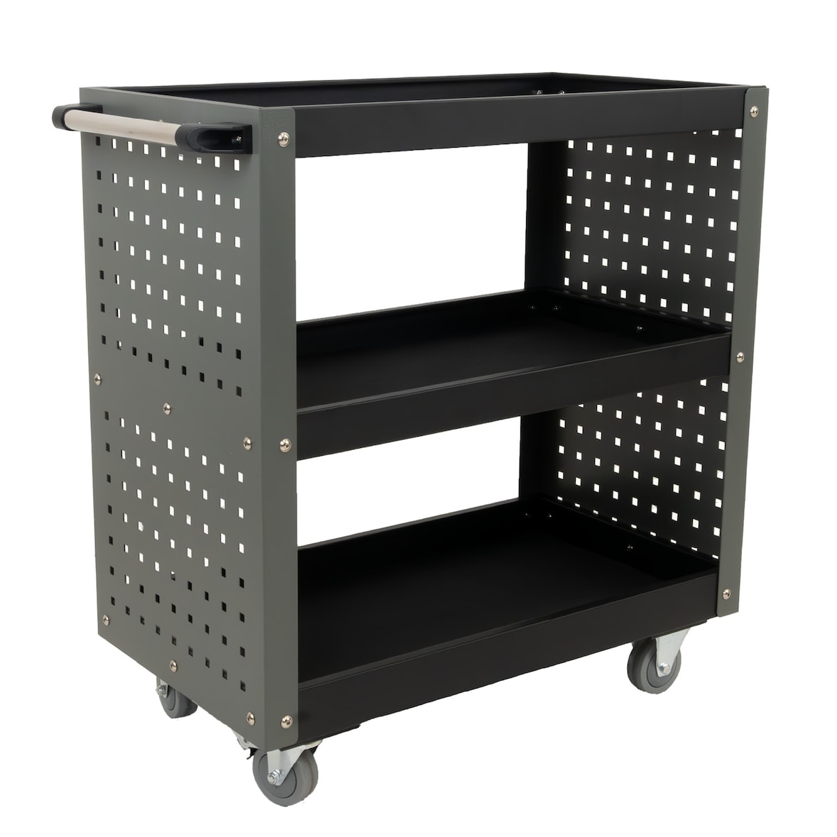 Werkstattwagen 3 Etagen Stahl grau Werkzeugwagen 70x39x79 cm auf Rollen bis 300 kg Tragkraft