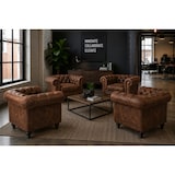 thumbnail of Chesterfield Stoel 1-Zits - Vintage Bruin - Suede Leer - Bank - Sofa - Fauteuil
