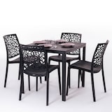 thumbnail of Table de jardin carrée 78x78 cm,structure en acier et plateau effet bois,style moderne pour jardin ou terrasse - GABRIEL - Moka