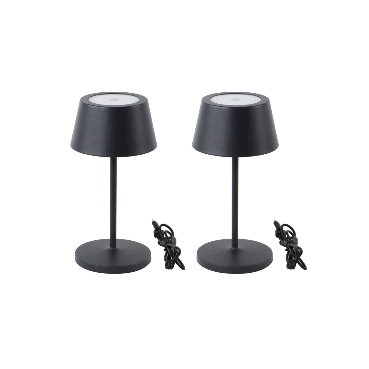 METRO Professional Set di 2 lampade LED da tavolo, alluminio / policarbonato, Ø 12 x 23.6 cm, connessione USB, touch control, dimmerabile, nero