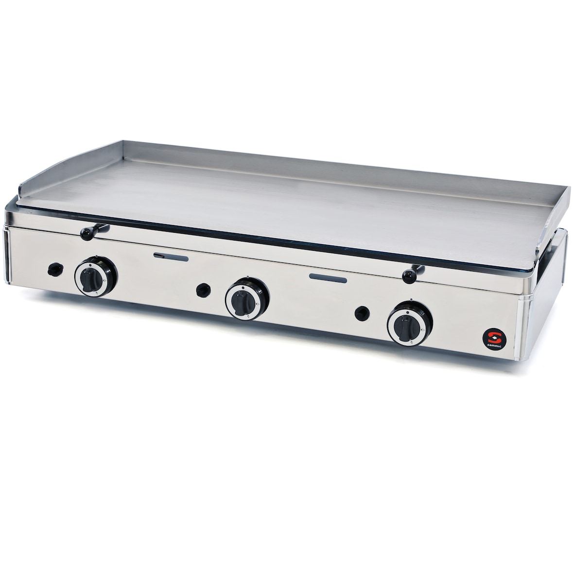 SAMMIC Plancha de gas de acero inoxidable, superficie de 983 x 395 mm mod. SPG-1001. 3 quemadores.