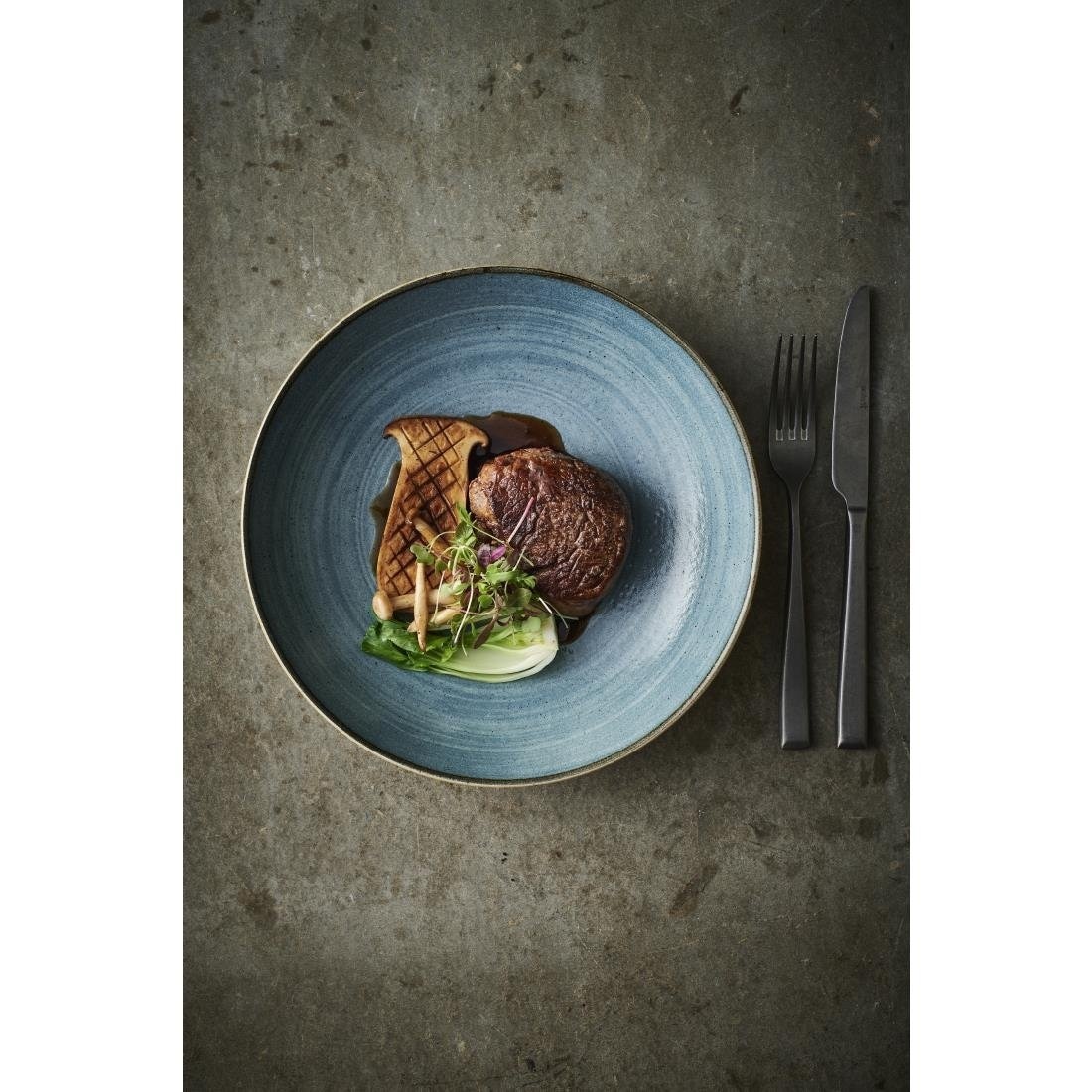 Churchill Super Vit Stonecast Raw Flache Coup Teller, 21,7 cm, 12 Stück, Blau, Rund