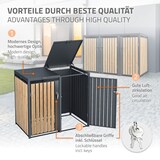 thumbnail of ML-Design Mülltonnenbox 3er 3 Tonnen 240L 200x80x116,3cm Anthrazit-Holzoptik, Stahl wetterfest/abschließbar Mülltonnenverkleidung Klappdeckel/3 Türen,