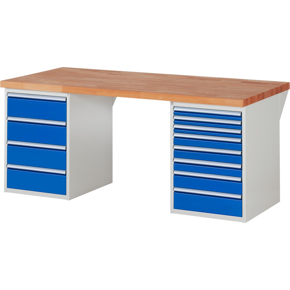 PROREGAL Werkbank Serie 7000 - Modell 7822 | HxBxT 89x200x90cm | 12x Schublade | Schubladenmaße 3x60 + 3x90 + 1x120 + 4x180mm