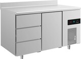 thumbnail of A&S Kühltisch -2 bis +8°C 1400x700x850mm mit 1x Tür und 1x drei Schubladen u. Aufkantung