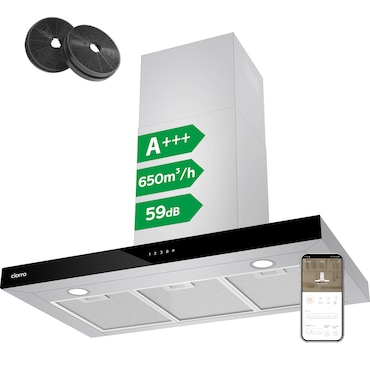 CIARRA A+++ 650 m³/h Exaustor 90 cm Capô de Parede WIFI + APP & Controle Touch Boost VMS9102