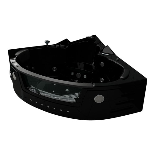 Eckwanne Badewanne Eckwhirlpool Wanne Eckpool Spa Home Whirlpool VILLA CARLOTTA schwarz 1,5m
