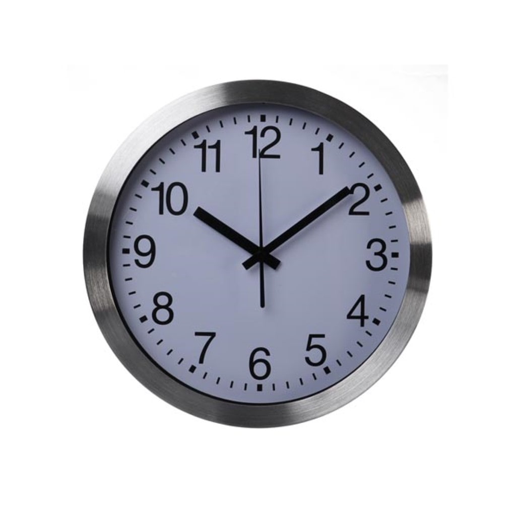 Horloge murale, rond, analogique, 30 cm, heure radiopilotée (DCF), aluminium, argent