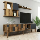 thumbnail of Dmora Fernsehschrank Docchiut, Ständer für Wohnzimmerfernseher, Niedriges Wohnzimmer-Sideboard, TV-Ständerbasis, 180x34h49 cm, Walnuss und Anthrazit