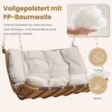 thumbnail of Merax Schaukelbank 2-Sitzer PE-Rattan, Hängeschaukel Garten, mit Kissen & 2 Ketten, abnehmbar waschbar, Beige
