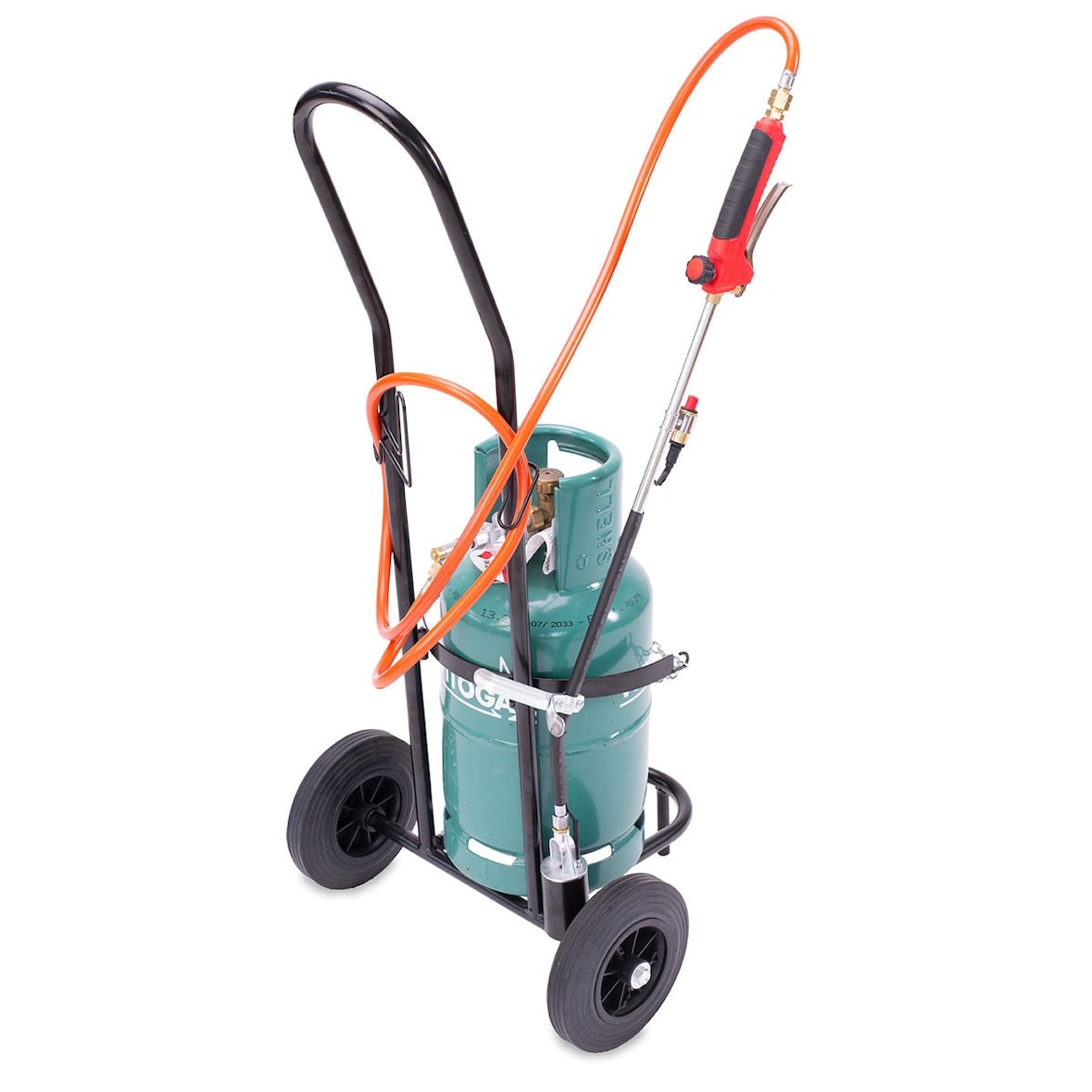 Desherbeur thermique à gaz Tuyau 5m Bruleur 50 mm Détendeur Propane Chariot à roues Allumage piezo Proweltek