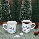thumbnail of 36x Glühweinbecher 0,2L weiß Weihnachtslandschaft bunt Glühweintassen geeicht