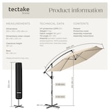 thumbnail of TECTAKE, Ampelschirm Artemis, 360 Grad drehbar, neigbar, wasserabweisend, UV Schutz 50+, 300x300 cm, beige