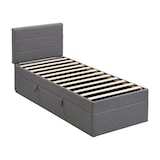 thumbnail of Merax Hydraulisches Polsterbett 90x200 aus Leinen Einzelbett Funktionsbett mit Gepolstertes Kopfteil & Lattenrost Grau