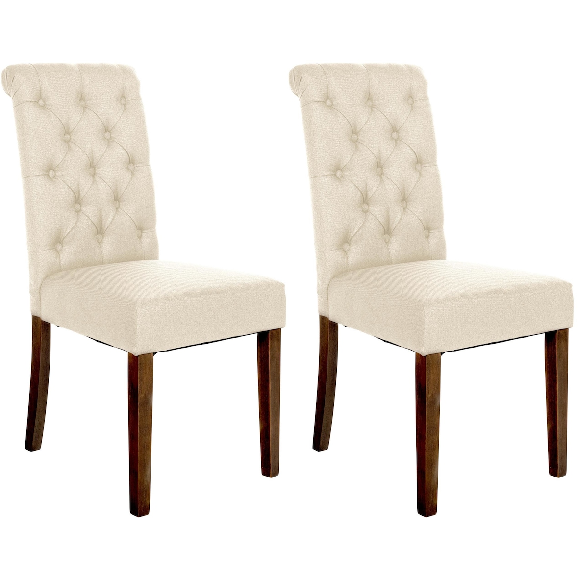 Set van 2 Lisburn eetkamerstoelen creme/Stof
