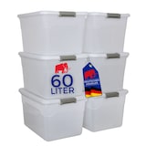 thumbnail of PROREGAL Aufbewahrungsbox mit Deckel 60L 6er Set Extra Groß Rollen transparent stapelbar Kunststoffbox Verschlussclips Stapelbox Aufbewahrungsbehälter