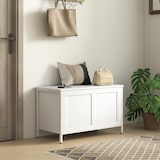thumbnail of HOMCOM baúl de almacenaje para dormitorio 95 L banco de almacenaje con tapa bisagra de seguridad para pasillo salón 80x40x50 cm blanco veteado