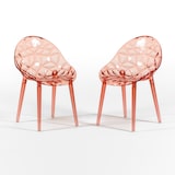 thumbnail of Set 2 Sedie in policarbonato trasparente, resistenti, ergonomiche, ideali per bar, ristorante, cucina, giardino, design moderno - Diamante - Rosa