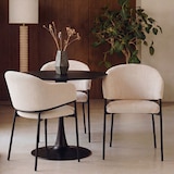thumbnail of Set aus 2 Stühlen aus breitem Cord-Velours mit Armlehnen, Metallgestell, modernes Design für Küche, Esszimmer, Restaurants – Grace/Butter