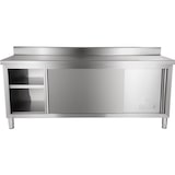 thumbnail of Royal Catering - Royal Catering Meuble-bas Inox Rangement Cuisine RCAT-200/60-C (200x60x96cm, deux portes coulissantes, capacité de charge 160 kg,