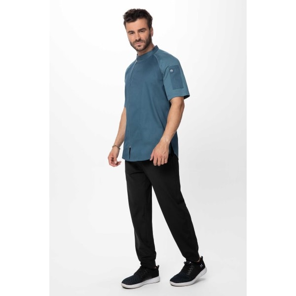 Chef Works® Kochjacke VARKALA Flex Serie nachhaltig, Reisverschluss, Blau, Größe 4XL