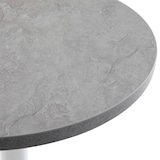 thumbnail of Tisch rund 60 cm weißes Bein und graue Betonbeschichtung