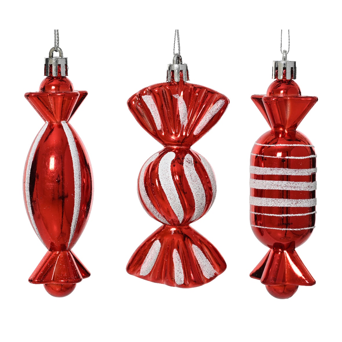 Christbaumschmuck Bonbon Kunststoff 11,5cm Figur Bruchfest Weihnachtsbaum Anhänger Weihnachten Weihnachtsbaumschmuck Süßigkeit Candy Sweets Rot Weiß