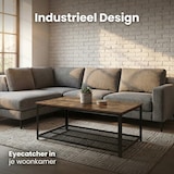 thumbnail of IvoQ Industriële Salontafel Rechthoekig - Vintage Houtlook & Staal - 2 Lagen - Met Gaasplank - Industriële Woonkamer Tafel - Stevig, Stijlvol & Makkel