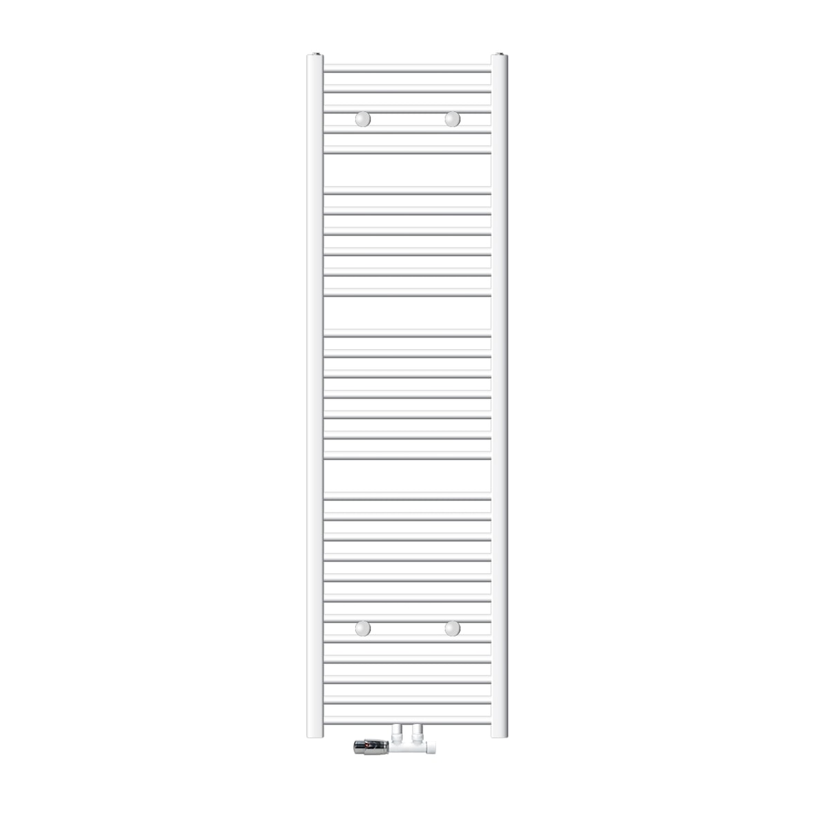 ECD Germany Badheizkörper Mittelanschluss 500×1800 mm Weiß, gerade, Thermostat-Set (Eck Wand)