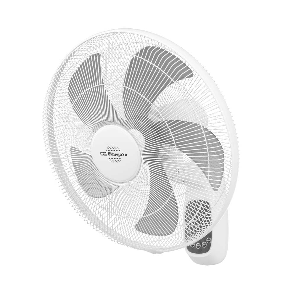 Orbegozo ventilador de pared WF 0248, 3 velocidades, 5 aspas, temporizador, oscilante, cabezal inclinable, 45 cm diámetro, 60 W