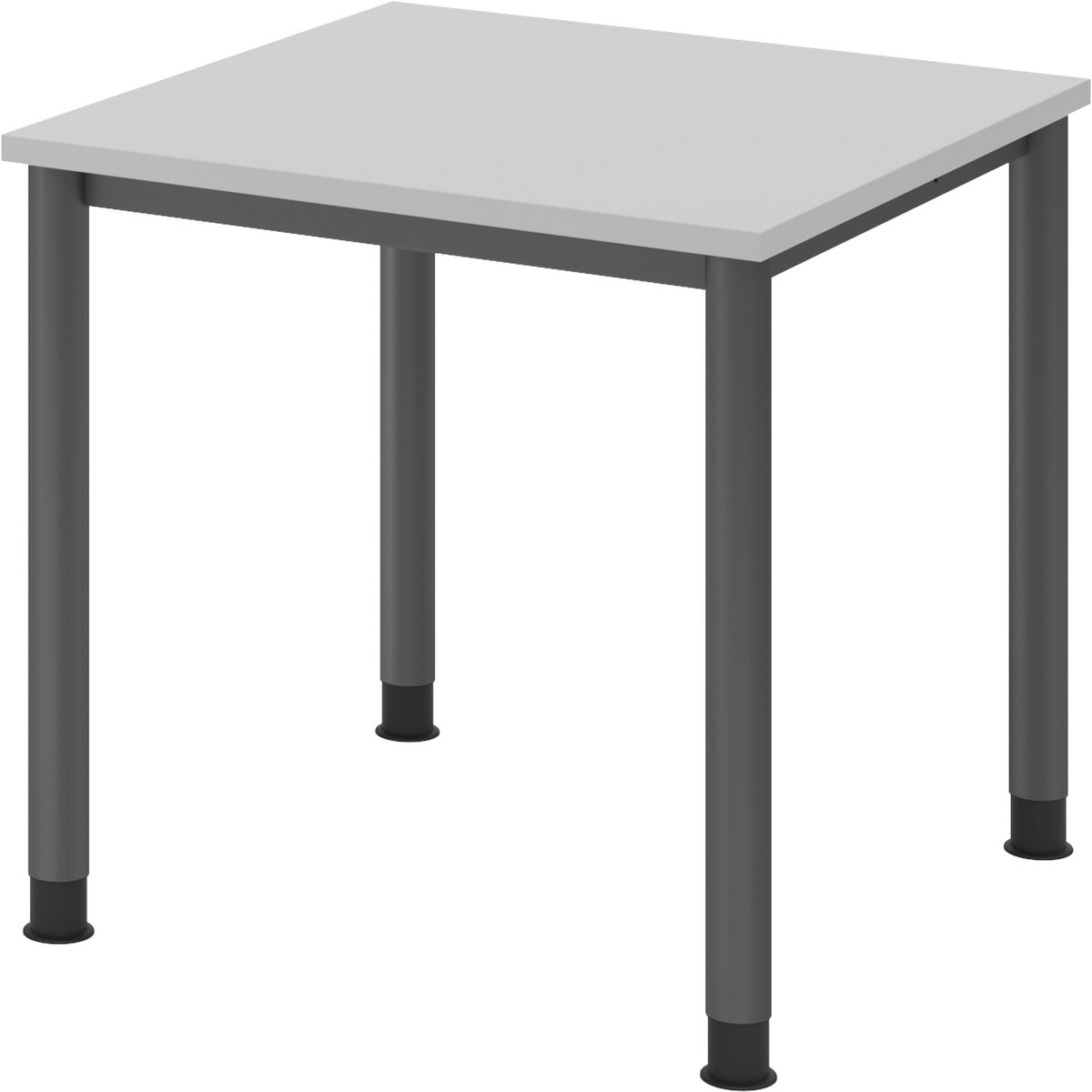 bümö höhenverstellbarer Schreibtisch H-Serie 80x80 cm in grau, Gestell in Graphit - PC Tisch für's Büro manuell höhenverstellbar, Computertisch