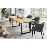 thumbnail of SalesFever Eettafel Tree Edge | 200 x 100 cm | Tafelblad massief eiken | Onderstel metaal zwart | B 200 x D 100 x H 75 cm | natuur