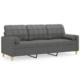 thumbnail of vidaXL 3-Sitzer-Sofa mit Zierkissen Dunkelgrau 180 cm Stoff