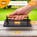 thumbnail of BBQ-Nerd® Fleischpresse aus Gusseisen mit Holzgriff - 18 cm rund ? Fleischbeschwerer Burgereisen Grillpresse ? Grillgewicht für BBQ Fleisch