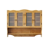 thumbnail of Hängeschrank Wandschrank Massivholz+Glas Natur 100x20x80 cm mit 4 Türen, herausnehmbaren Einlegeböden, Hakenleiste und offenem Fach