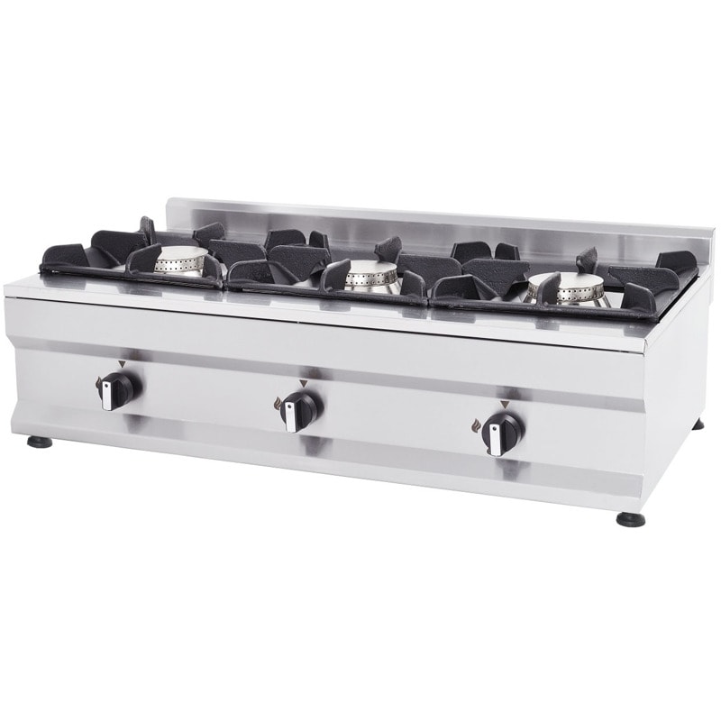 Maquimport - Cocina horizontal a gas de sobremesa de 3 quemadores - Magma serie 500