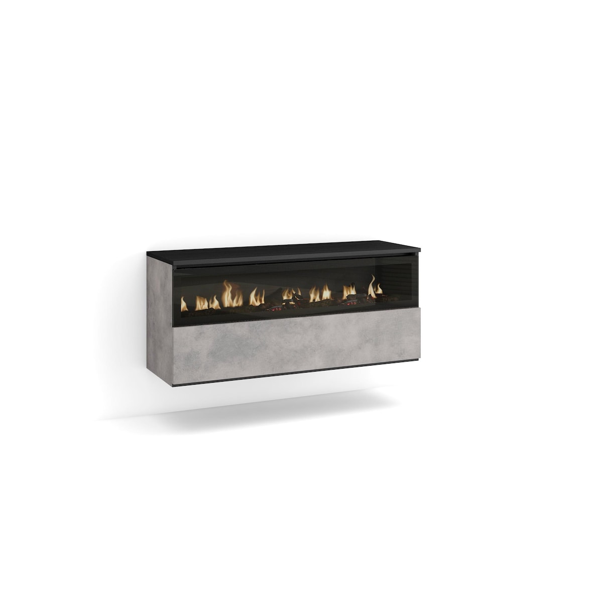 Caminetto elettrico LED, Effetto Fiamma Realistico, 102x45x35cm, 1 apertura, 1 porta, Camino elettrico, Sospeso, da appendere, colore Cemento _ 79_4