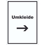 thumbnail of Umkleide Schild mit Text und Richtungspfeil rechts Ankleide Kabine hochkant A5 (148x210mm)