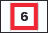 thumbnail of Höchstgeschwindigkeit 6 km/h nicht zu überschreiten Schild mit Symbol A3 Rückseite selbstklebend