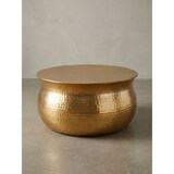 thumbnail of Couchtisch 60x30,5x60 cm Aluminium Gold Beistelltisch orientalisch rund, Flacher Hammerschlag Sofatisch Metall, Design Wohnzimmertisch modern,