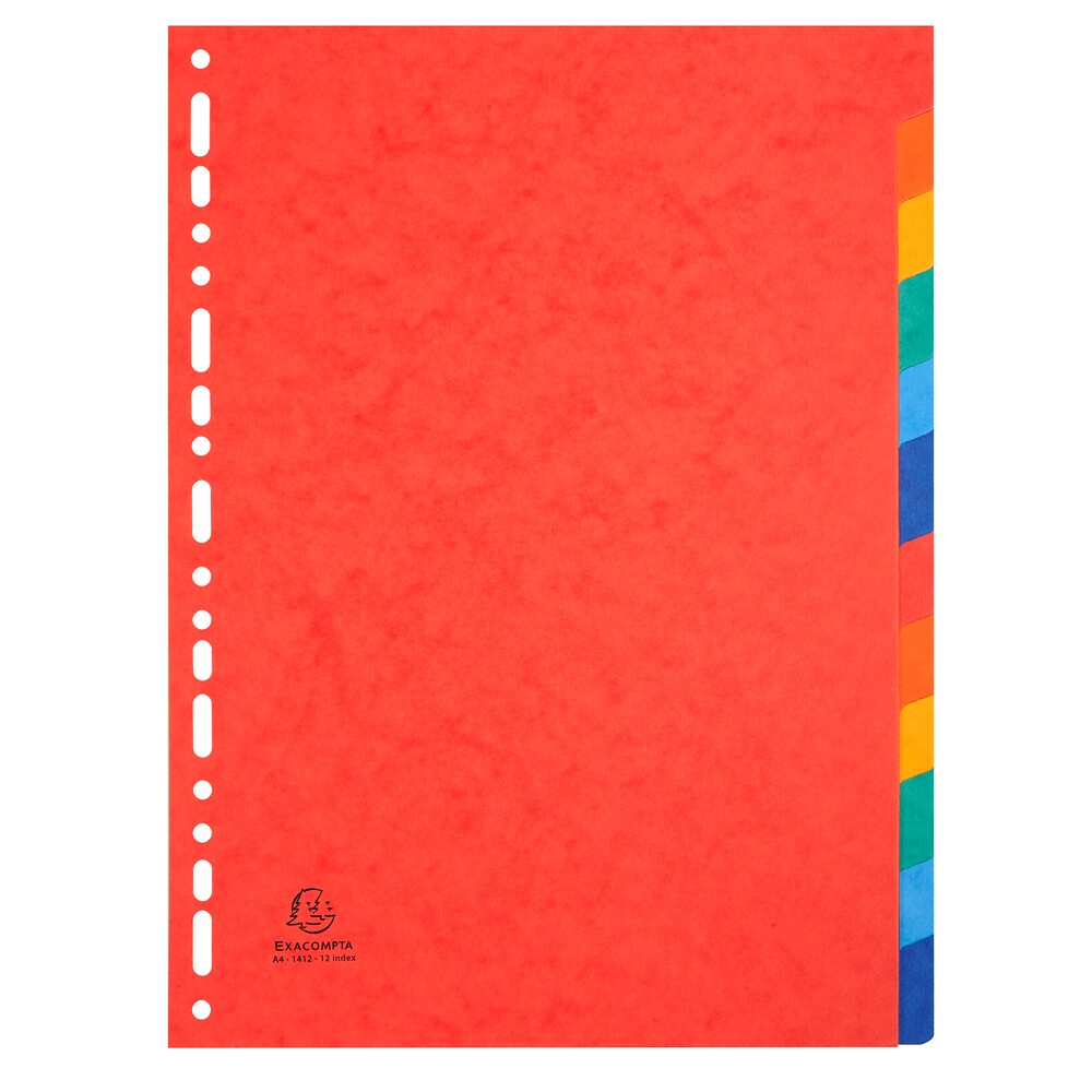 EXACOMPTA Jeu d'intercalaires 12 positions en carte lustrée 3/10e format A4 225g