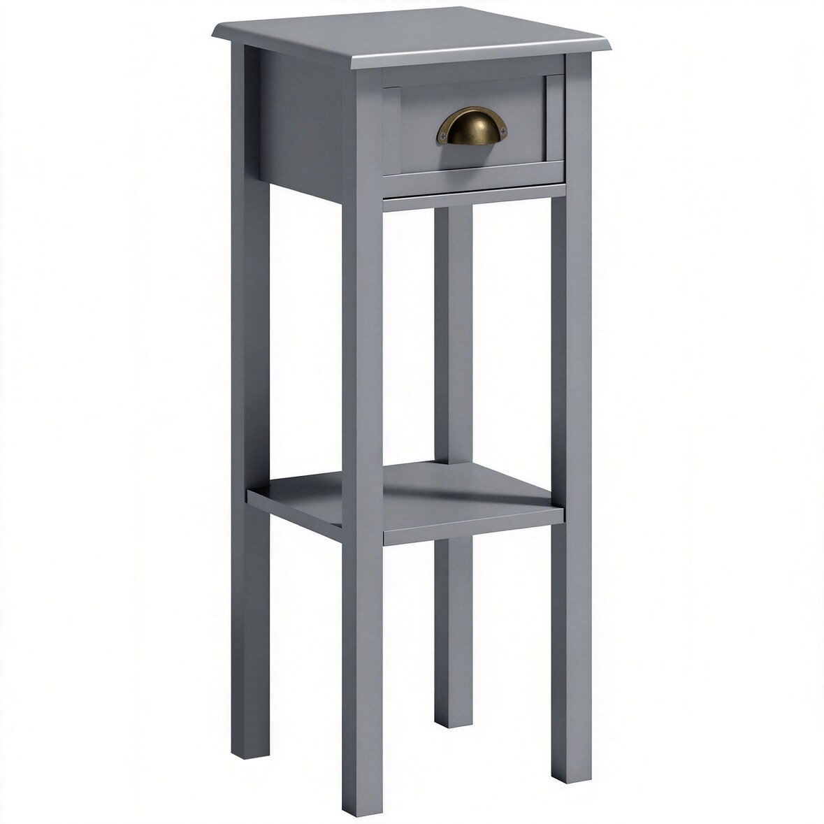 HOMCOM mesa auxiliar estilo moderno mesita auxiliar con cajón y estante de almacenamiento para sala de estar dormitorio 30x30x75 cm gris