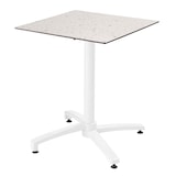 thumbnail of Set van 60 cm terrazzo tafel en 4 grijze metalen stoelen