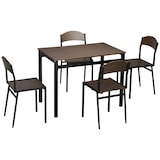 thumbnail of Tavolo Rettangolare e 4 Sedie  da Giardino in Acciaio e MDF Nero e Rovere