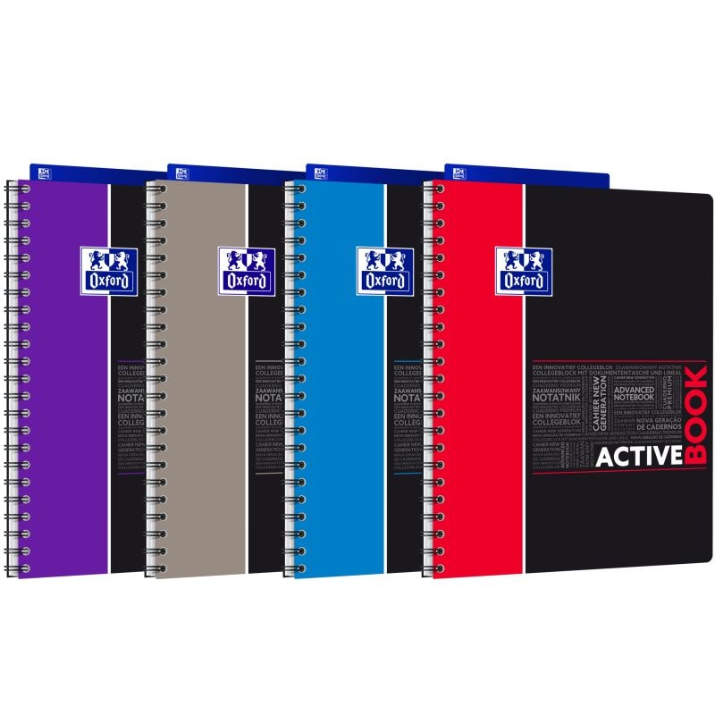 OXFORD Etudiant Cahier Activebook spiralé couverture polypro 160 pages 5x5 24x29,7 avec appli SOS NOTES
